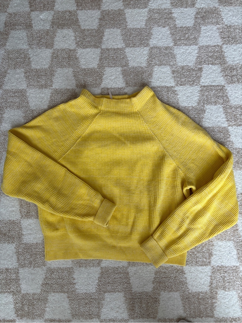 Free People Sunny Yellow Ribbed Turtleneck Sweater